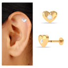 Rosec Jewels-Certified Moissanite Heart Earring for Cartilage Piercing