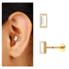 Rosec Jewels-Simple Baguette Moissanite Earring for Tragus Piercing