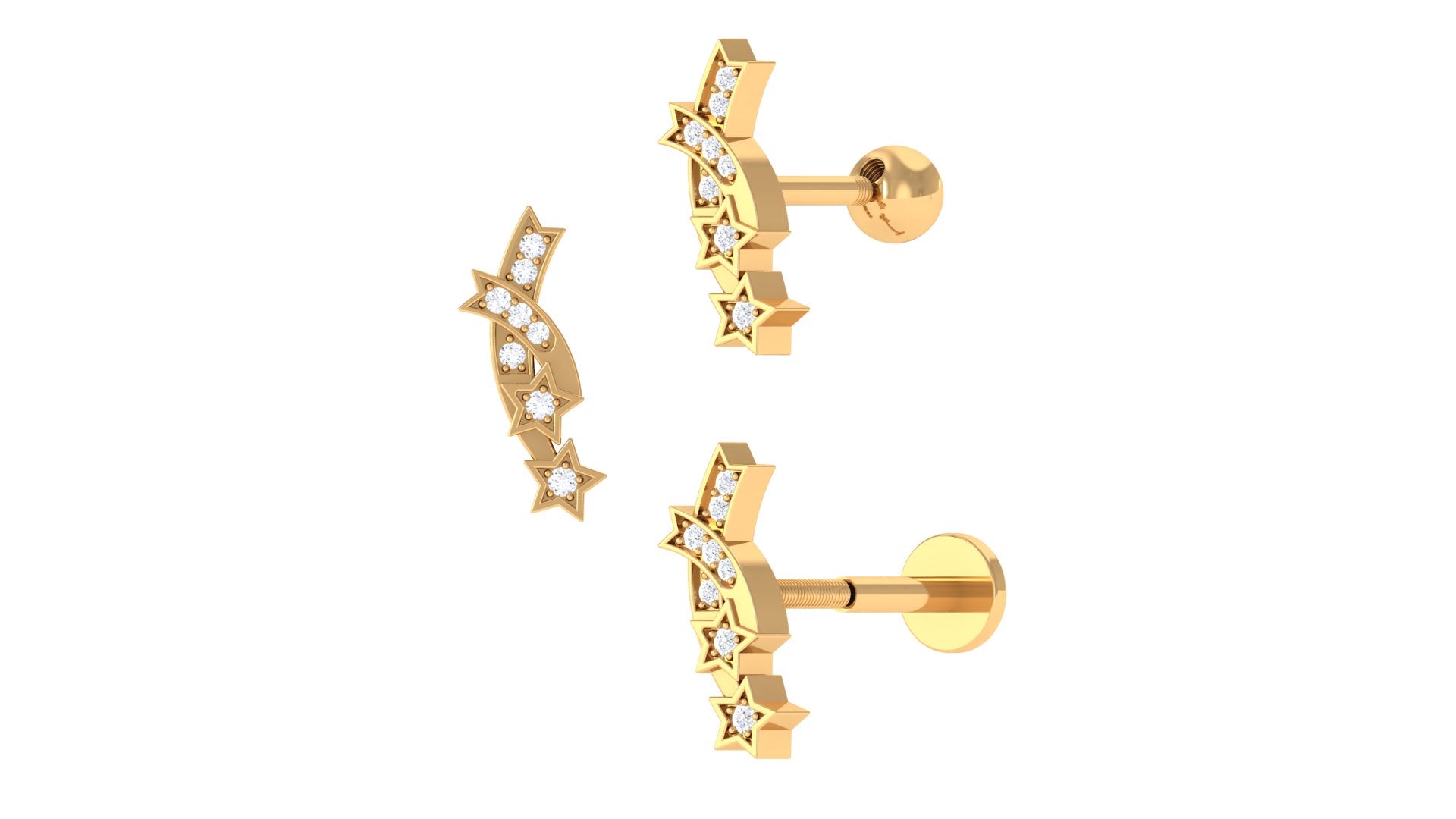 Rosec Jewels-Unique Diamond Star Celestial Climber Earring