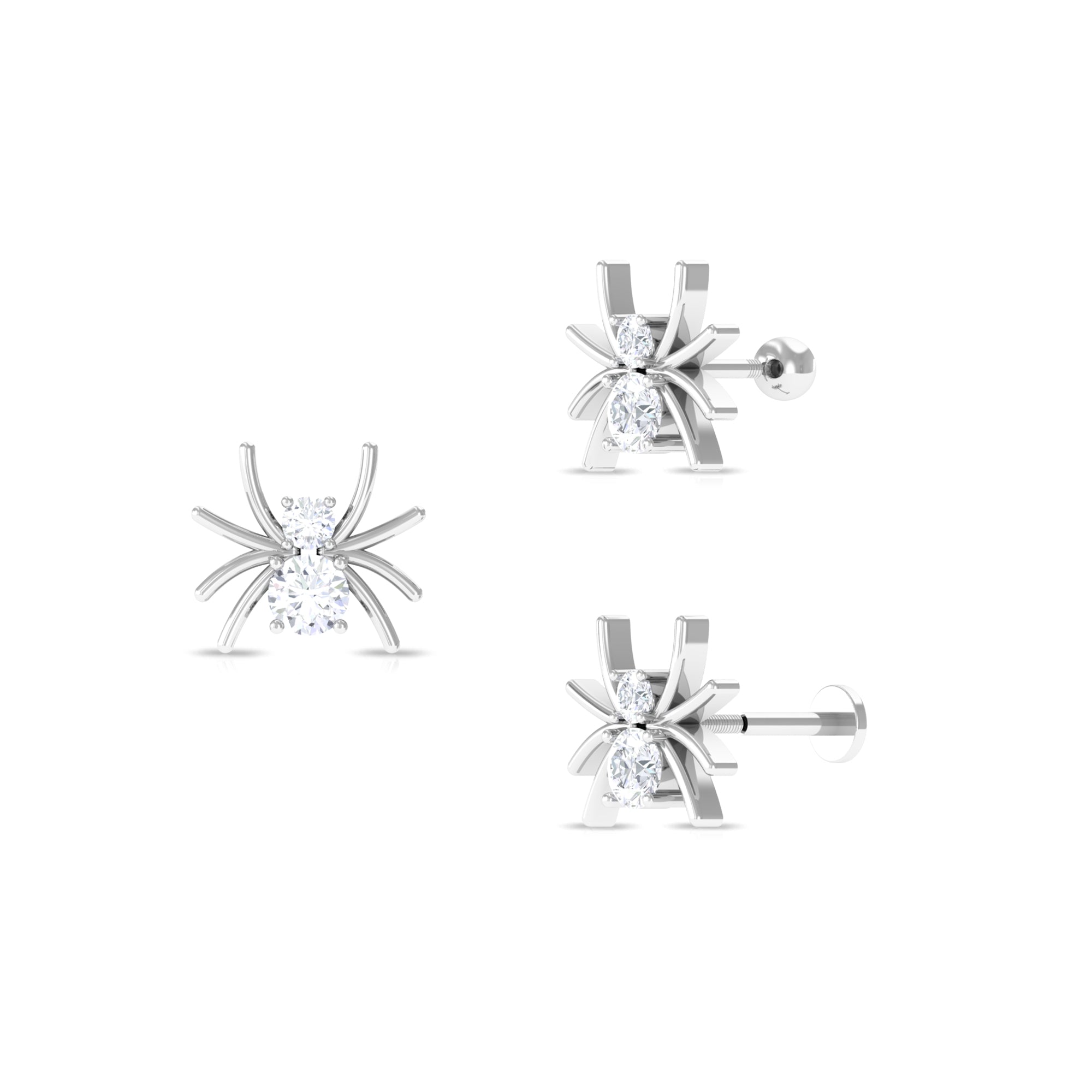 Rosec Jewels-Certified Moissanite Cute Spider Helix Earring