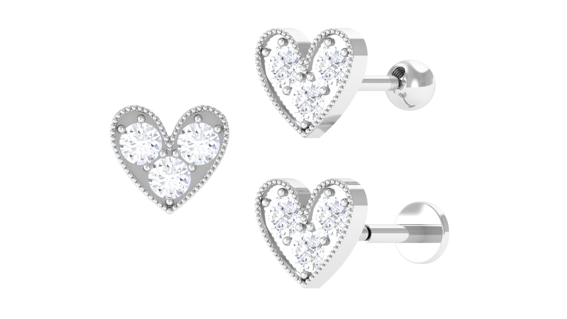 Rosec Jewels-Unique Moissanite Heart Earring for Cartilage Piercing