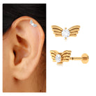 Rosec Jewels-Round Moissanite Bird Earring for Helix Piercing