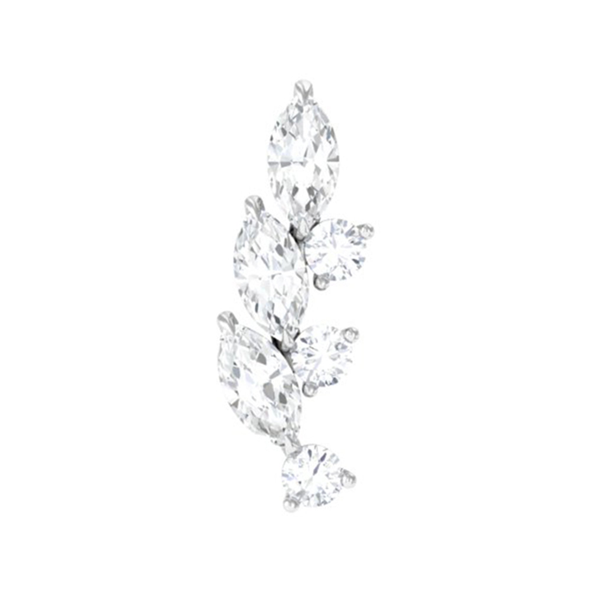 Rosec Jewels-Moissanite Minimal Leaf Crawler Earring in Gold