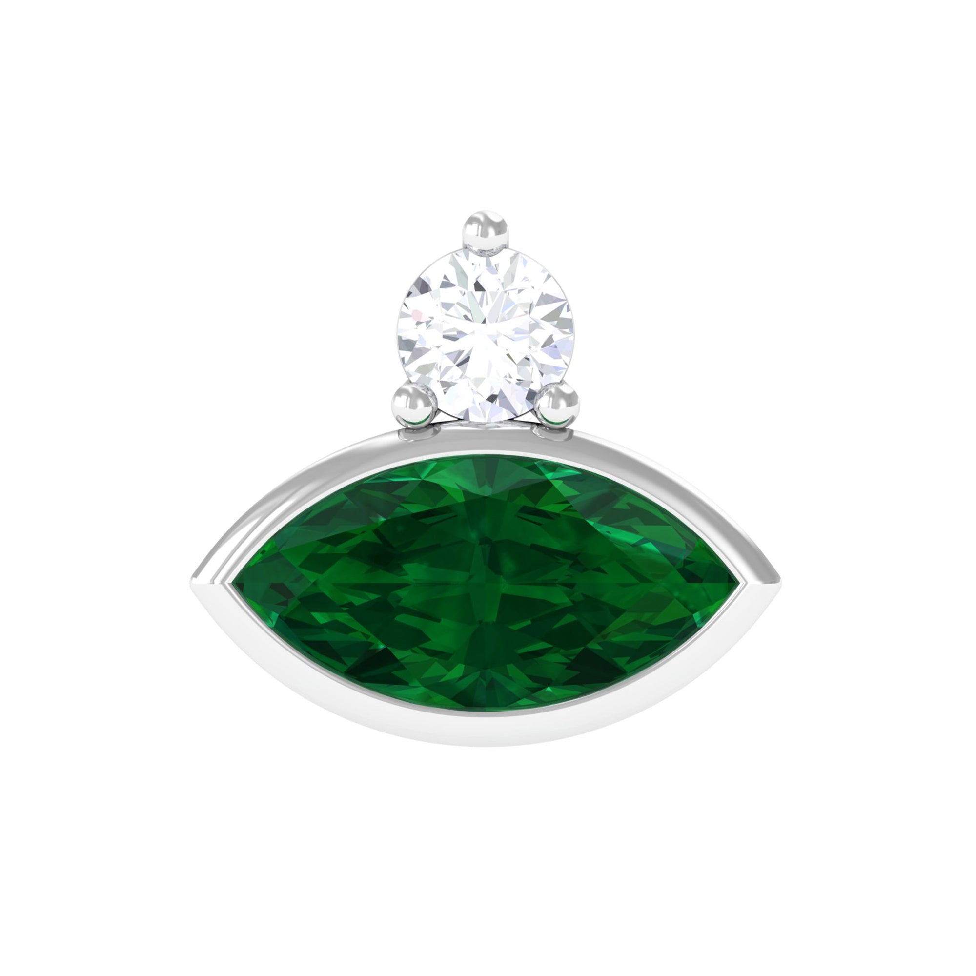 Rosec Jewels-Marquise Cut Created Emerald Helix Earring with Moissanite