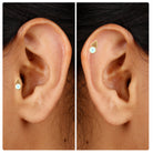 Rosec Jewels-Bezel Set Ethiopian Opal Conch Stud Earring with Beaded Gold