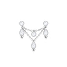 Rosec Jewels-Natural Diamond Double Chain Earring for Cartilage Piercing