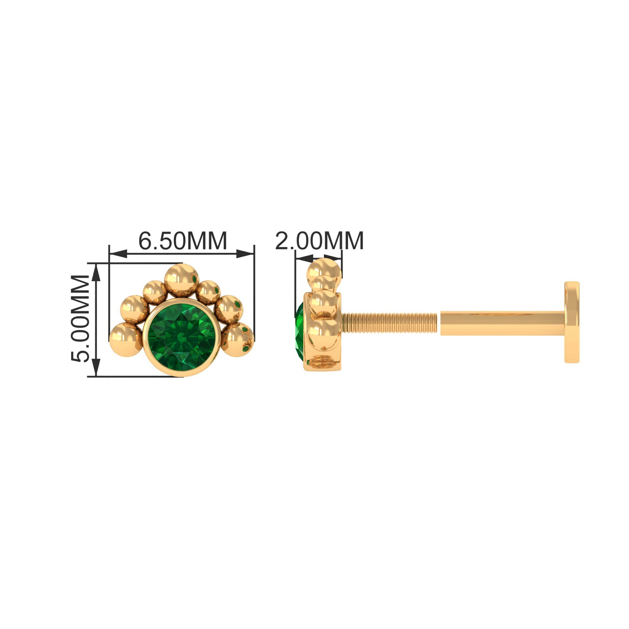 Rosec Jewels-Dainty Round Emerald Tragus Earring Gold