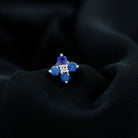 Rosec Jewels-Blue Sapphire and Moissanite Flower Earring for Rook Piercing