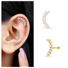 Rosec Jewels-Curved Crawler Earring with Marquise and Round Moissanite