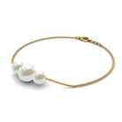 Freshwater Pearl Three Stone Chain Bracelet Freshwater Pearl - ( AAA ) - Quality - Rosec Jewels