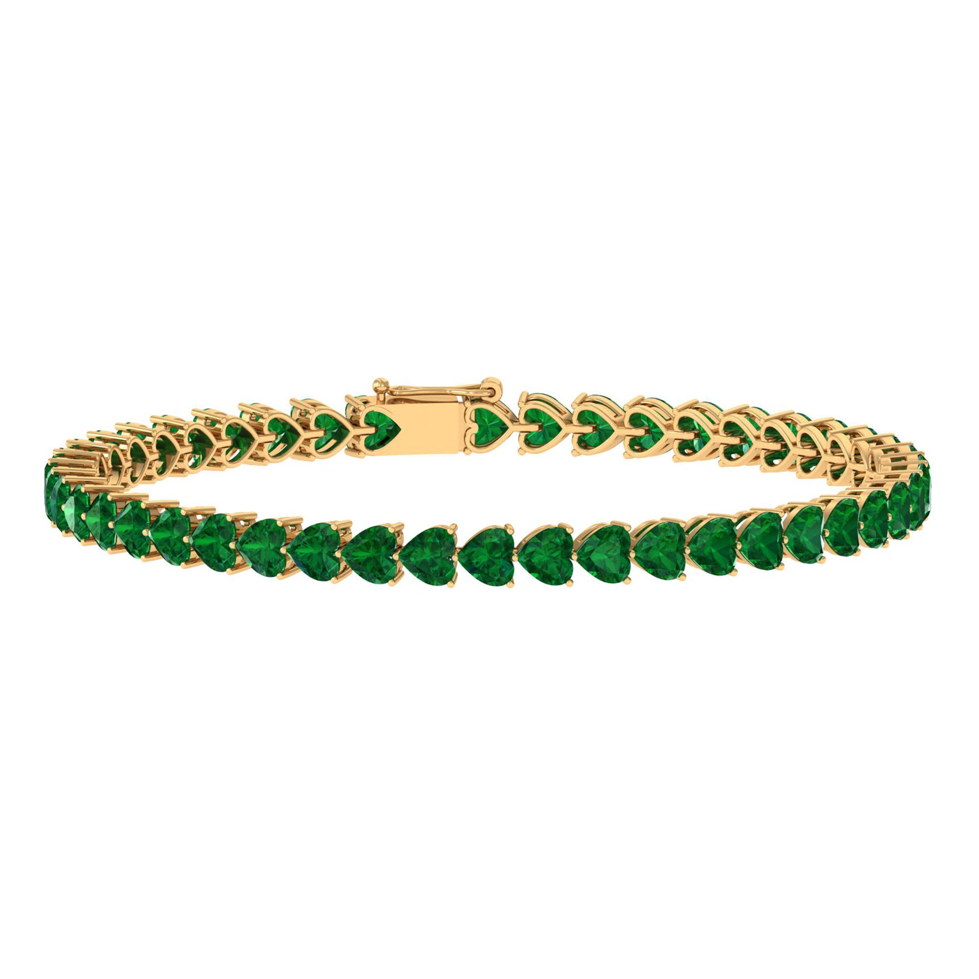 Lab Grown Emerald Heart Tennis Bracelet Lab Created Emerald - ( AAAA ) - Quality - Rosec Jewels