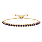 Lab Grown Blue Sapphire Tennis Bolo Bracelet with Rope Chain Lab Created Blue Sapphire - ( AAAA ) - Quality - Rosec Jewels