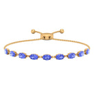 Oval Shape Tanzanite East West Link Bolo Bracelet Tanzanite - ( AAA ) - Quality - Rosec Jewels