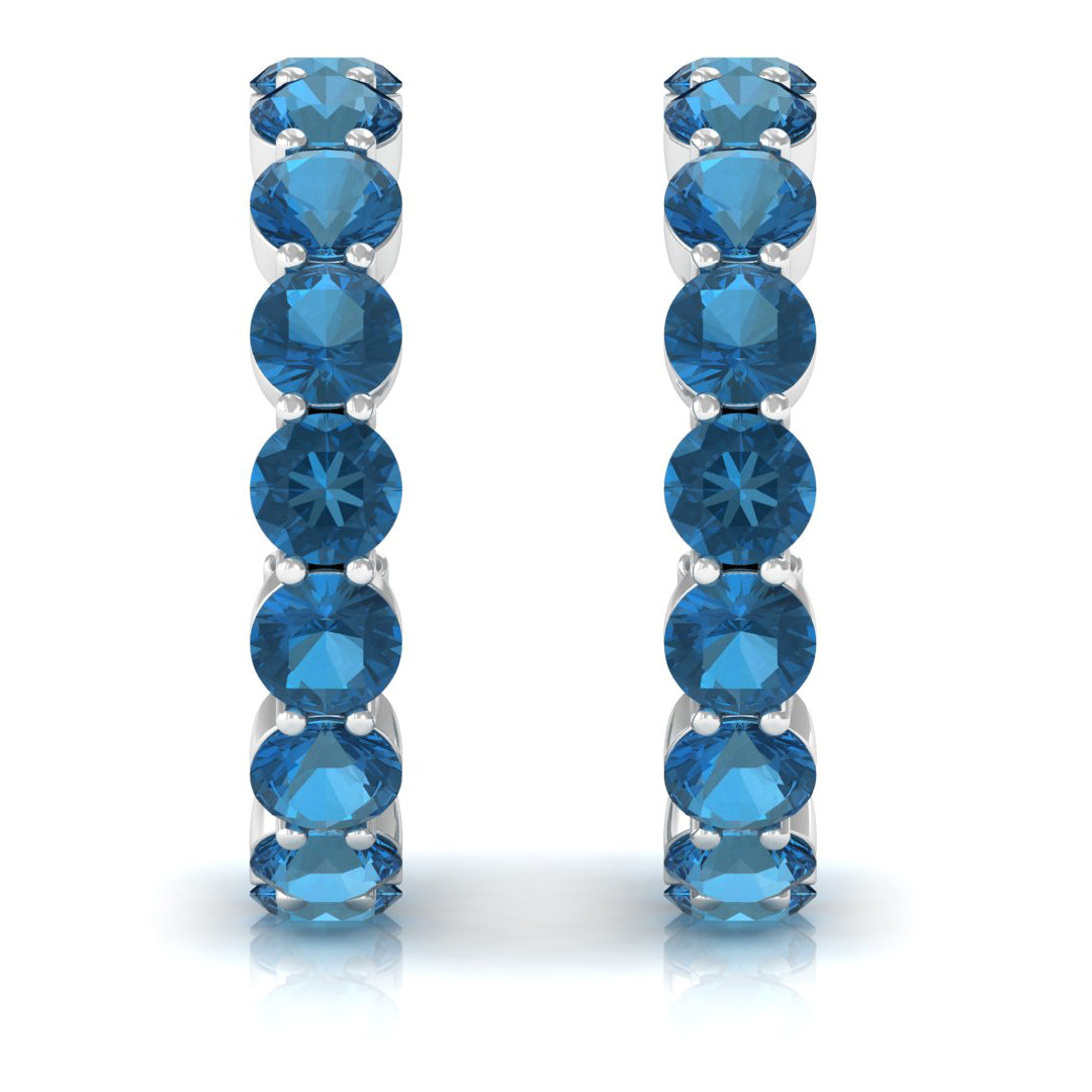 4.25 CT London Blue Topaz Eternity Hoop Earring London Blue Topaz - ( AAA ) - Quality - Rosec Jewels