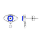 Classic Evil Eye Stud Earrings with Moissanite Drop in Bezel Setting Moissanite - ( D-VS1 ) - Color and Clarity - Rosec Jewels