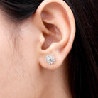 1.25 CT Blue Sapphire and Diamond Floral Cluster Stud Earrings Blue Sapphire - ( AAA ) - Quality - Rosec Jewels