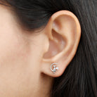 Cat Moon Stud Earrings for Women with Diamond Diamond - ( HI-SI ) - Color and Clarity - Rosec Jewels