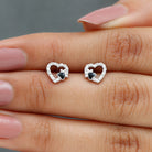 Moissanite Heart and Paw Stud Earrings with Enamel Moissanite - ( D-VS1 ) - Color and Clarity - Rosec Jewels