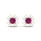 1.25 CT Pink Tourmaline and Diamond Halo Stud Earrings Pink Tourmaline - ( AAA ) - Quality - Rosec Jewels