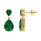 4.25 CT Created Emerald Teardrop Statement Earrings Lab Created Emerald - ( AAAA ) - Quality - Rosec Jewels