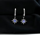 1 CT Real Tanzanite Sunburst Hoop Drop Earrings Tanzanite - ( AAA ) - Quality - Rosec Jewels