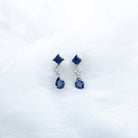 4.75 CT Created Blue Sapphire Stud Drop Earrings with Moissanite Lab Created Blue Sapphire - ( AAAA ) - Quality - Rosec Jewels