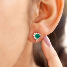 1.25 CT Emerald and Diamond Heart Stud Earrings Emerald - ( AAA ) - Quality - Rosec Jewels