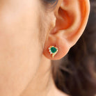 1.25 CT Emerald and Diamond Heart Stud Earrings Emerald - ( AAA ) - Quality - Rosec Jewels