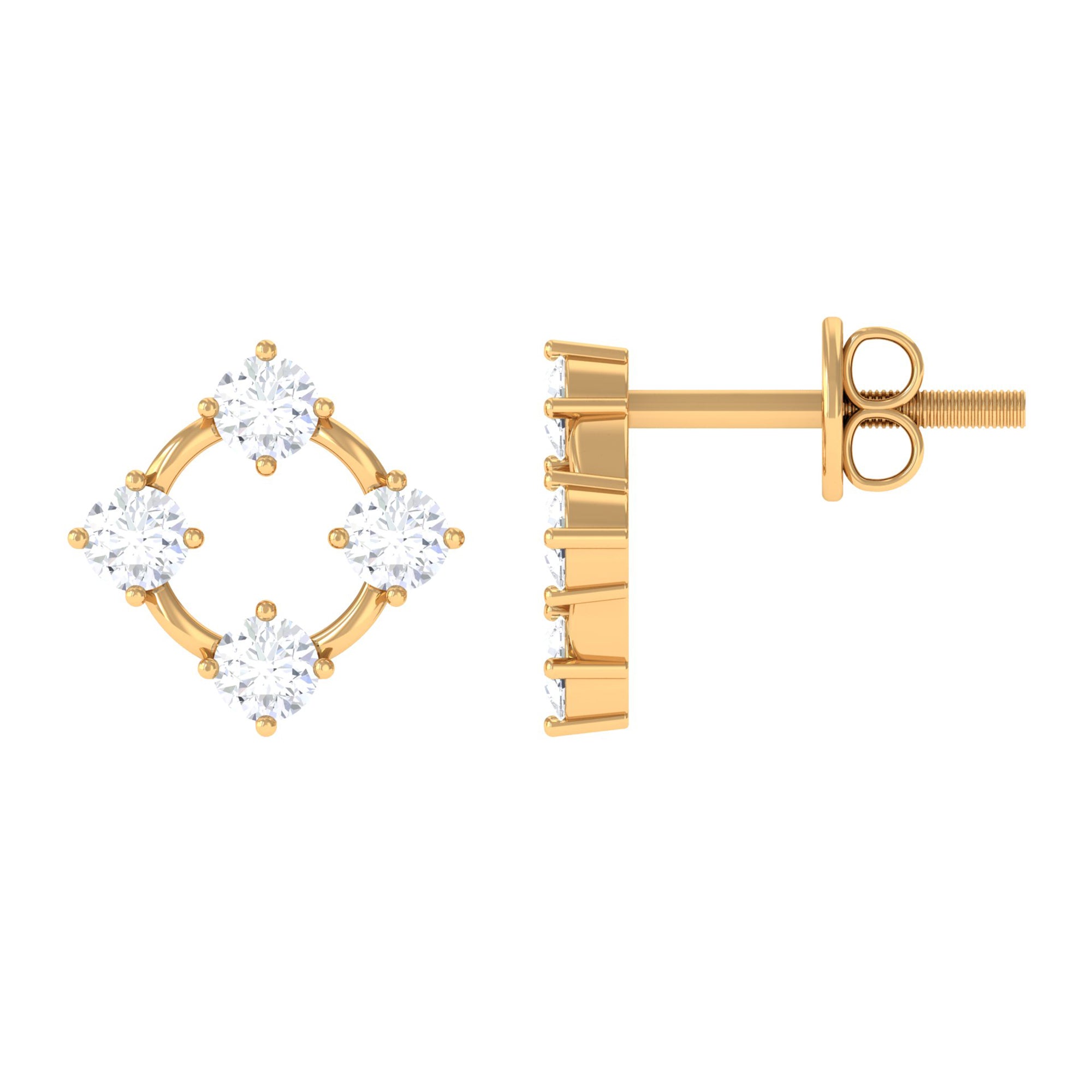 1/2 CT Simple Diamond Gold Stud Earrings Diamond - ( HI-SI ) - Color and Clarity - Rosec Jewels