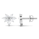 3/4 CT Real Diamond Cluster Stud Earrings in Gold Diamond - ( HI-SI ) - Color and Clarity - Rosec Jewels