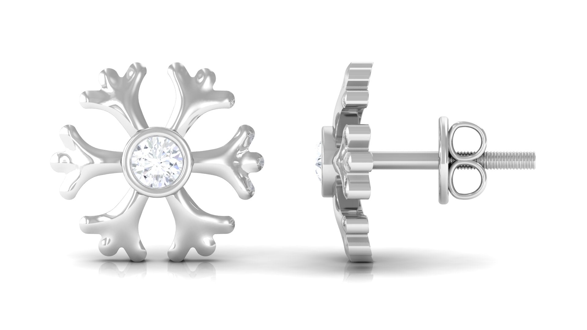 Rosec Jewels-Snowflake Stud Earrings with Diamond