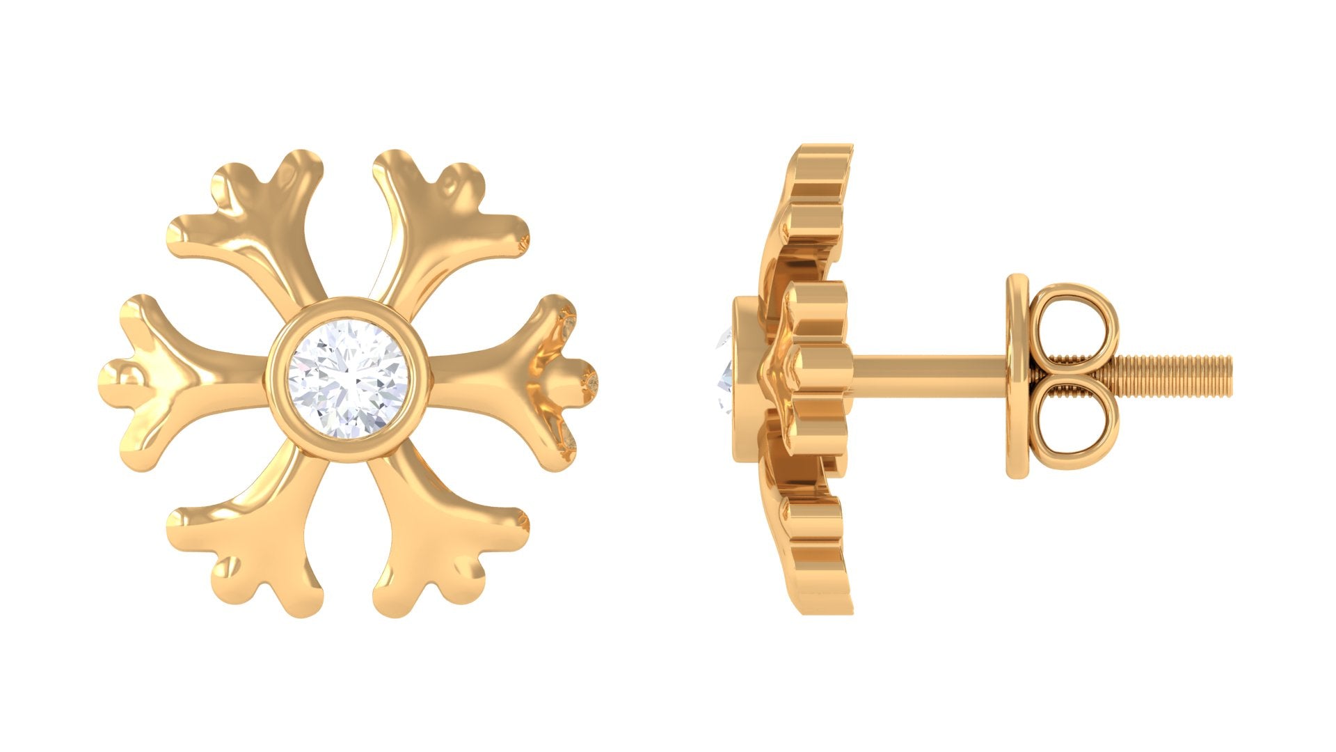 Rosec Jewels-Snowflake Stud Earrings with Diamond