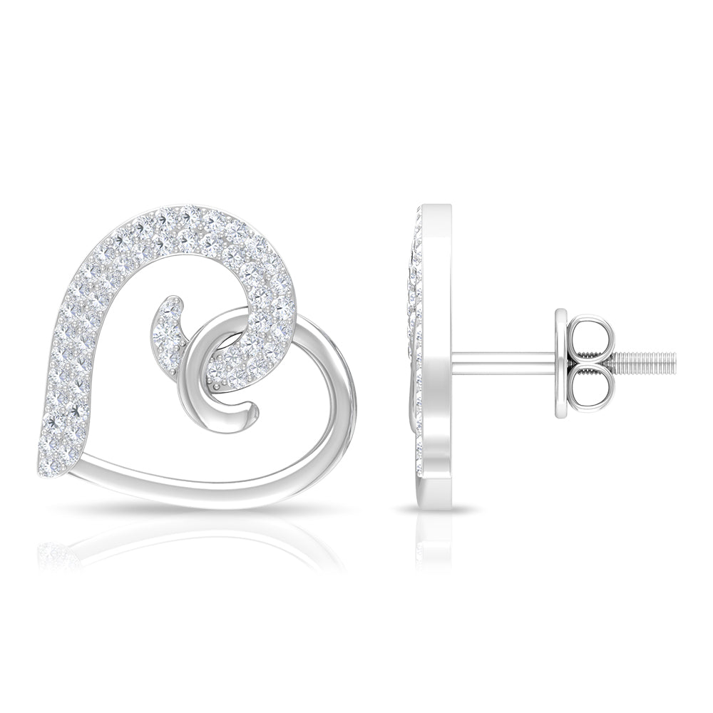 Rosec Jewels-Two Tone Heart Stud Earrings with 1/2 CT Diamonds