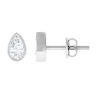 Zircon Teardrop Solitaire Stud Earrings in Bezel Setting Zircon - ( AAAA ) - Quality - Rosec Jewels