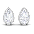 Zircon Teardrop Solitaire Stud Earrings in Bezel Setting Zircon - ( AAAA ) - Quality - Rosec Jewels