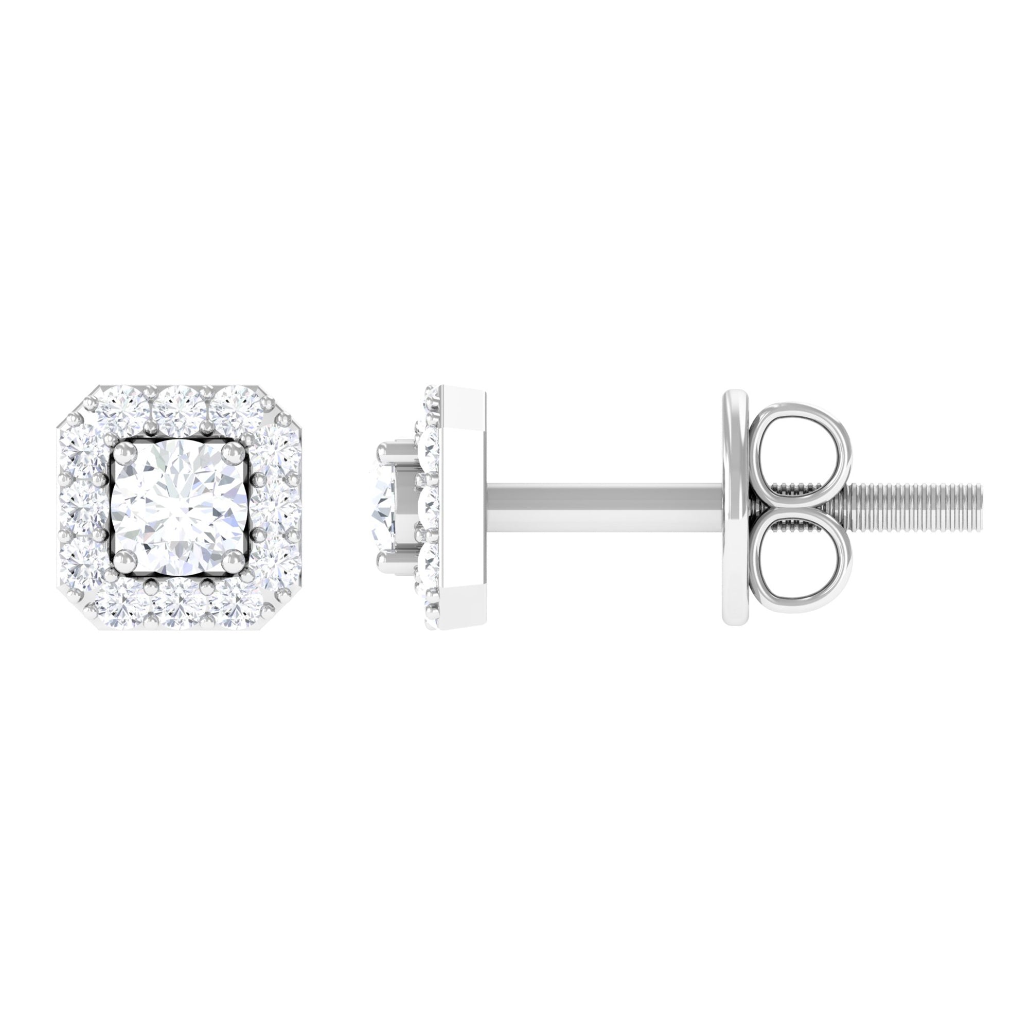 Cubic Zirconia Halo Stud Earrings Zircon - ( AAAA ) - Quality - Rosec Jewels