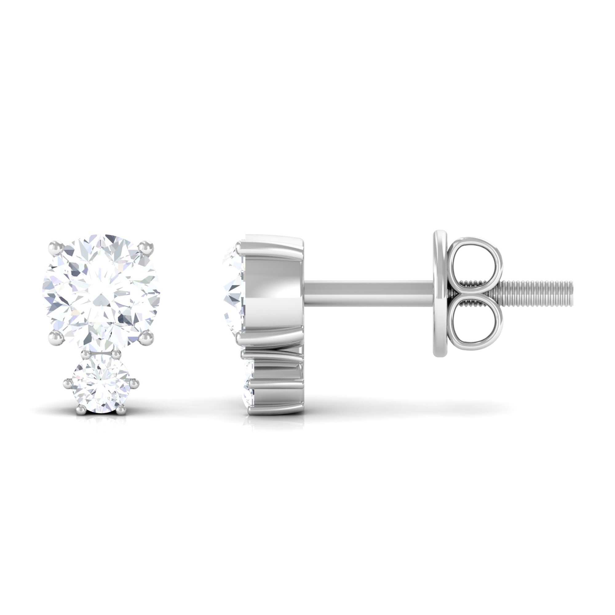 Zircon Minimal Screw Back Stud Earrings Zircon - ( AAAA ) - Quality - Rosec Jewels