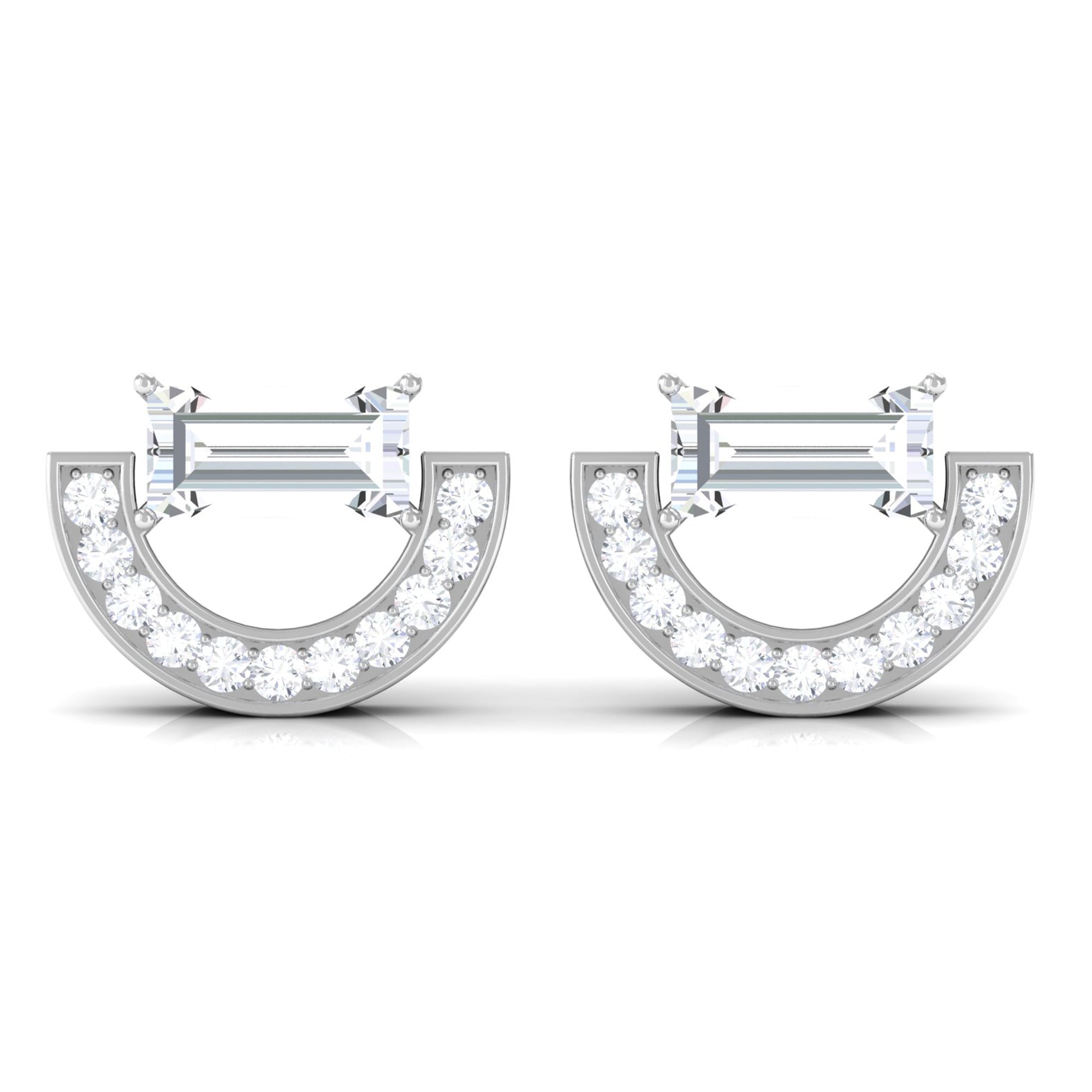 Cubic Zirconia Minimal Stud Earrings with Screw Back Zircon - ( AAAA ) - Quality - Rosec Jewels