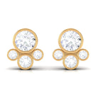 Contemporary Zircon Cluster Stud Earrings in Bezel Setting Zircon - ( AAAA ) - Quality - Rosec Jewels