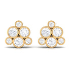 Certified Zircon Cluster Stud Earrings in Bezel Setting Zircon - ( AAAA ) - Quality - Rosec Jewels