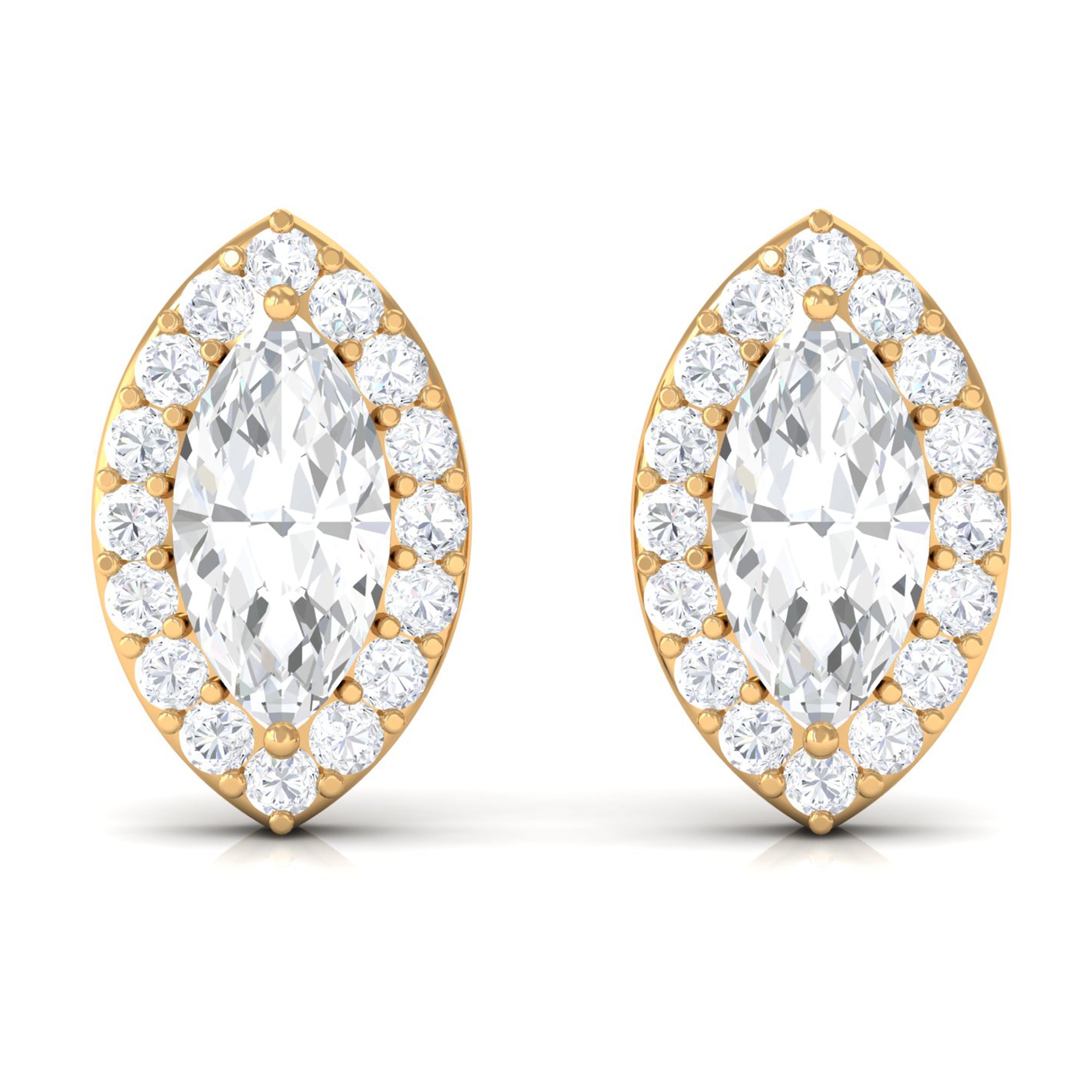 Classic Zircon Halo Screw Back Stud Earrings Zircon - ( AAAA ) - Quality - Rosec Jewels