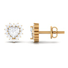 Heart Shape Cubic Zirconia Halo Stud Earrings Zircon - ( AAAA ) - Quality - Rosec Jewels