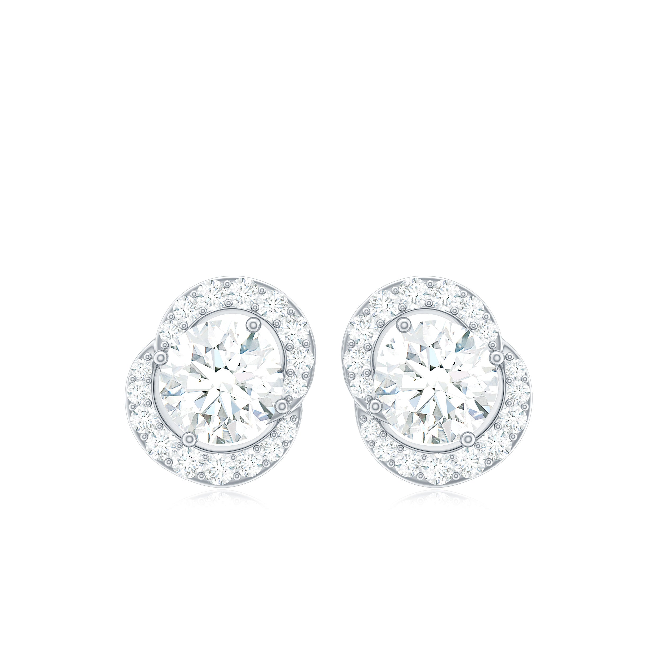 3/4 CT Round Zircon Minimal Stud Earrings in Gold Zircon - ( AAAA ) - Quality - Rosec Jewels