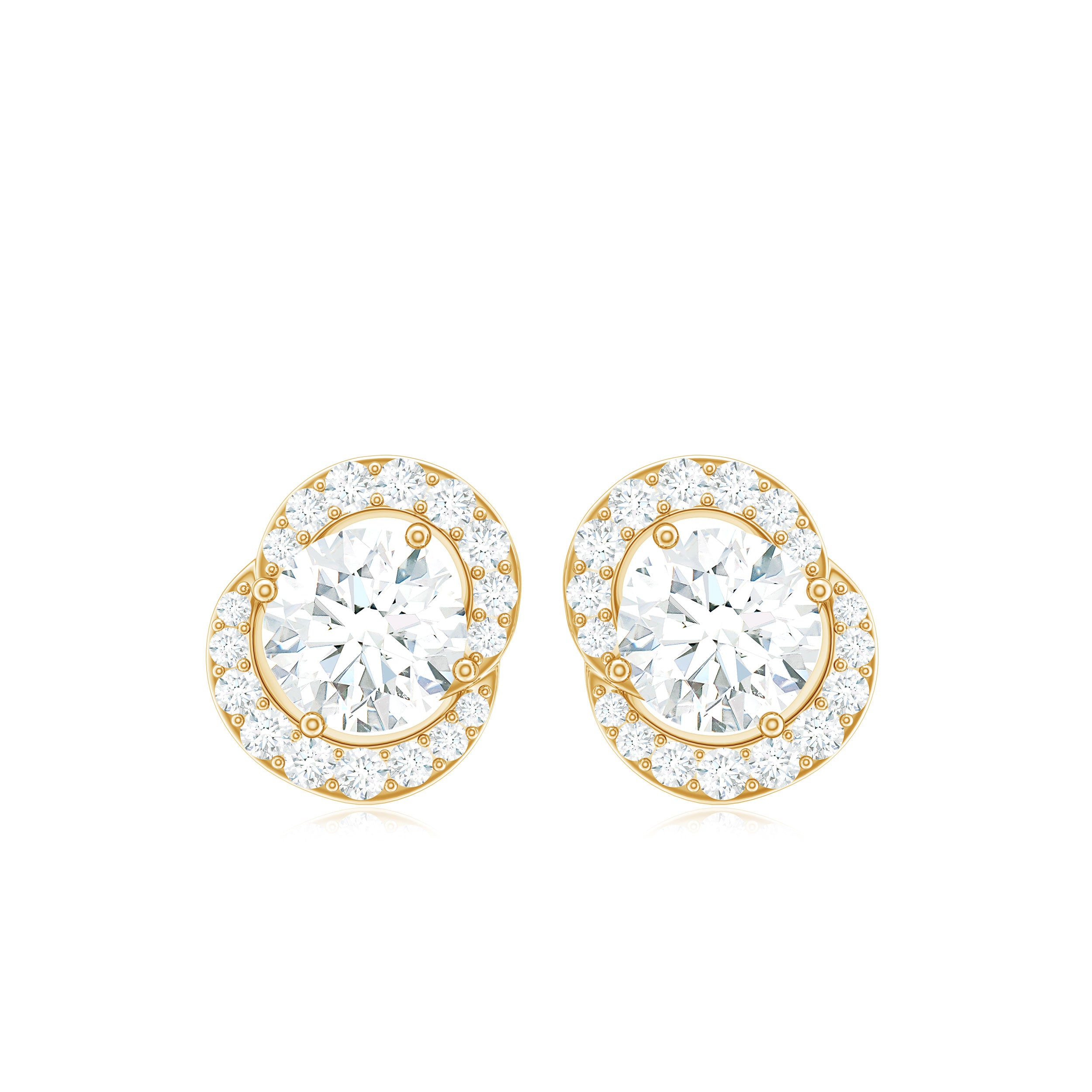 3/4 CT Round Zircon Minimal Stud Earrings in Gold Zircon - ( AAAA ) - Quality - Rosec Jewels