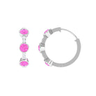 Bezel Set Pink Sapphire 3 Stone Hinged Hoop Earrings with Diamond Pink Sapphire - ( AAA ) - Quality - Rosec Jewels