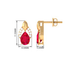 Pear Cut Lab Grown Ruby and Diamond Bridal Stud Earrings Lab Created Ruby - ( AAAA ) - Quality - Rosec Jewels