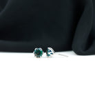 1.50 CT Round Shape Black Opal Solitaire Stud Earrings in Silver Black Opal - ( AAA ) - Quality 92.5 Sterling Silver - Rosec Jewels