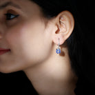 8 MM Cushion Cut Lab-Created Tanzanite Solitaire Drop Earrings Lab Created Tanzanite - ( AAAA ) - Quality - Rosec Jewels