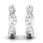 Real Diamond Braided Hinged Hoop Earrings Diamond - ( HI-SI ) - Color and Clarity - Rosec Jewels