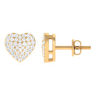 Pave Set Round Diamond Heart Stud Earrings Diamond - ( HI-SI ) - Color and Clarity - Rosec Jewels